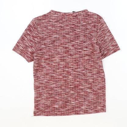 H&M Womens Red Viscose Basic T-Shirt Size XS Scoop Neck