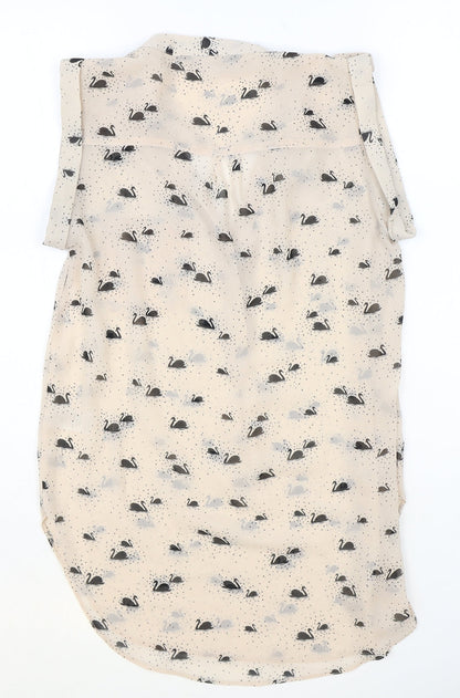 Dorothy Perkins Womens Pink Geometric Polyester Basic Blouse Size 8 V-Neck - Swan Print