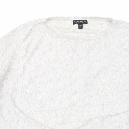 Topshop Womens Grey Round Neck Polyester Pullover Jumper Size 12