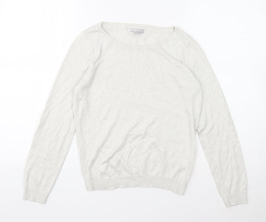 H&M Womens Ivory Boat Neck Viscose Pullover Jumper Size M