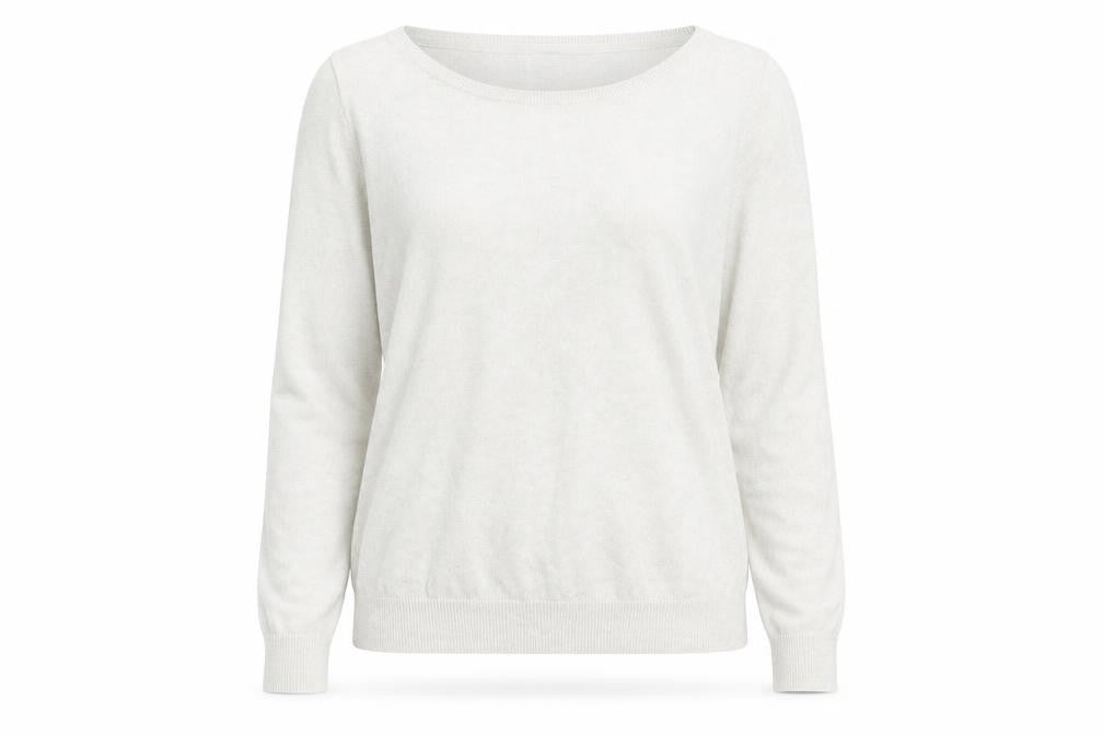 H&M Womens Ivory Boat Neck Viscose Pullover Jumper Size M