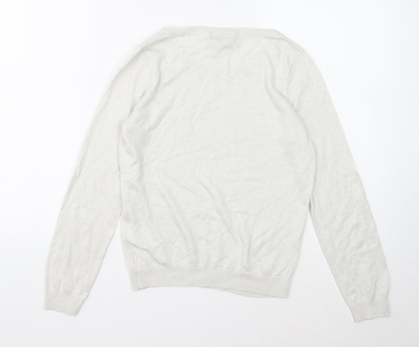H&M Womens Ivory Boat Neck Viscose Pullover Jumper Size M