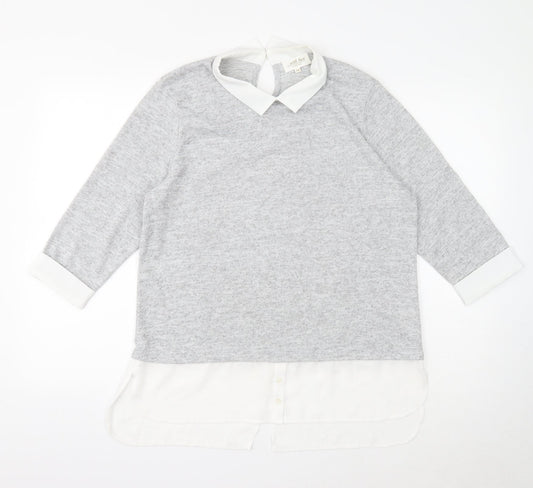 With Love Products Womens Grey Polyester Basic Blouse Size 14 Round Neck
