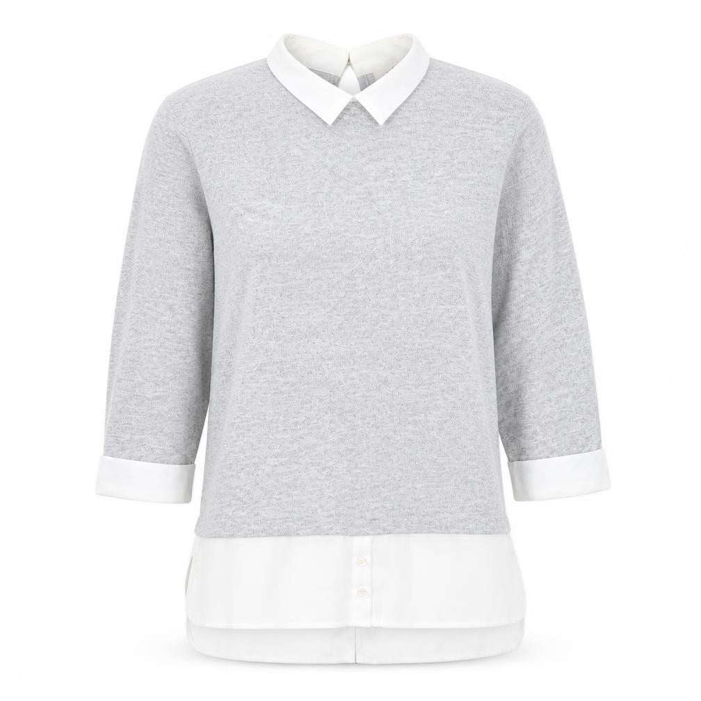 With Love Products Womens Grey Polyester Basic Blouse Size 14 Round Neck