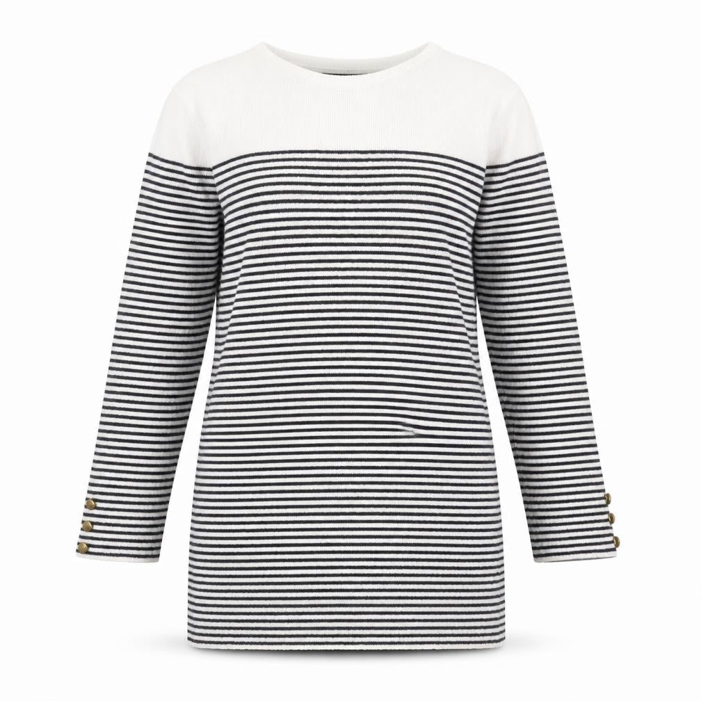 Primark Womens White Boat Neck Striped Polyester Tunic Jumper Size 10