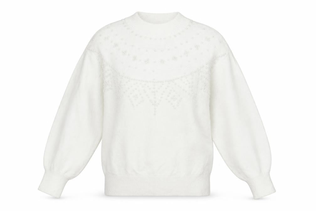 NEXT Womens White Crew Neck Nylon Pullover Jumper Size M