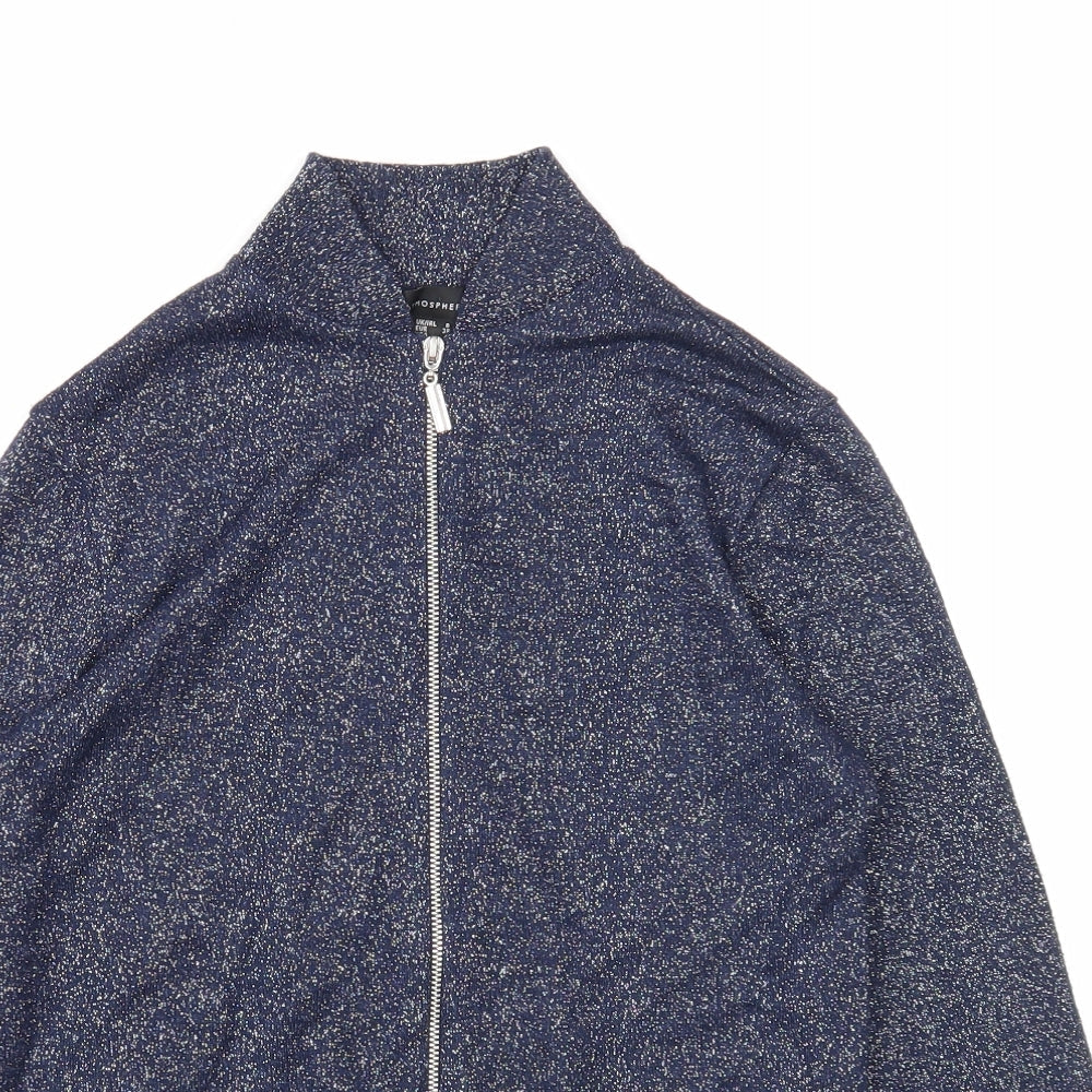 Atmosphere Womens Blue Viscose Full Zip Sweatshirt Size 8 Zip