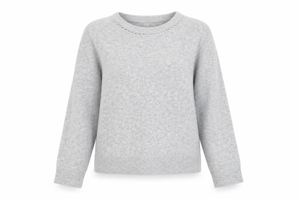 H&M Womens Grey Round Neck Acrylic Pullover Jumper Size L