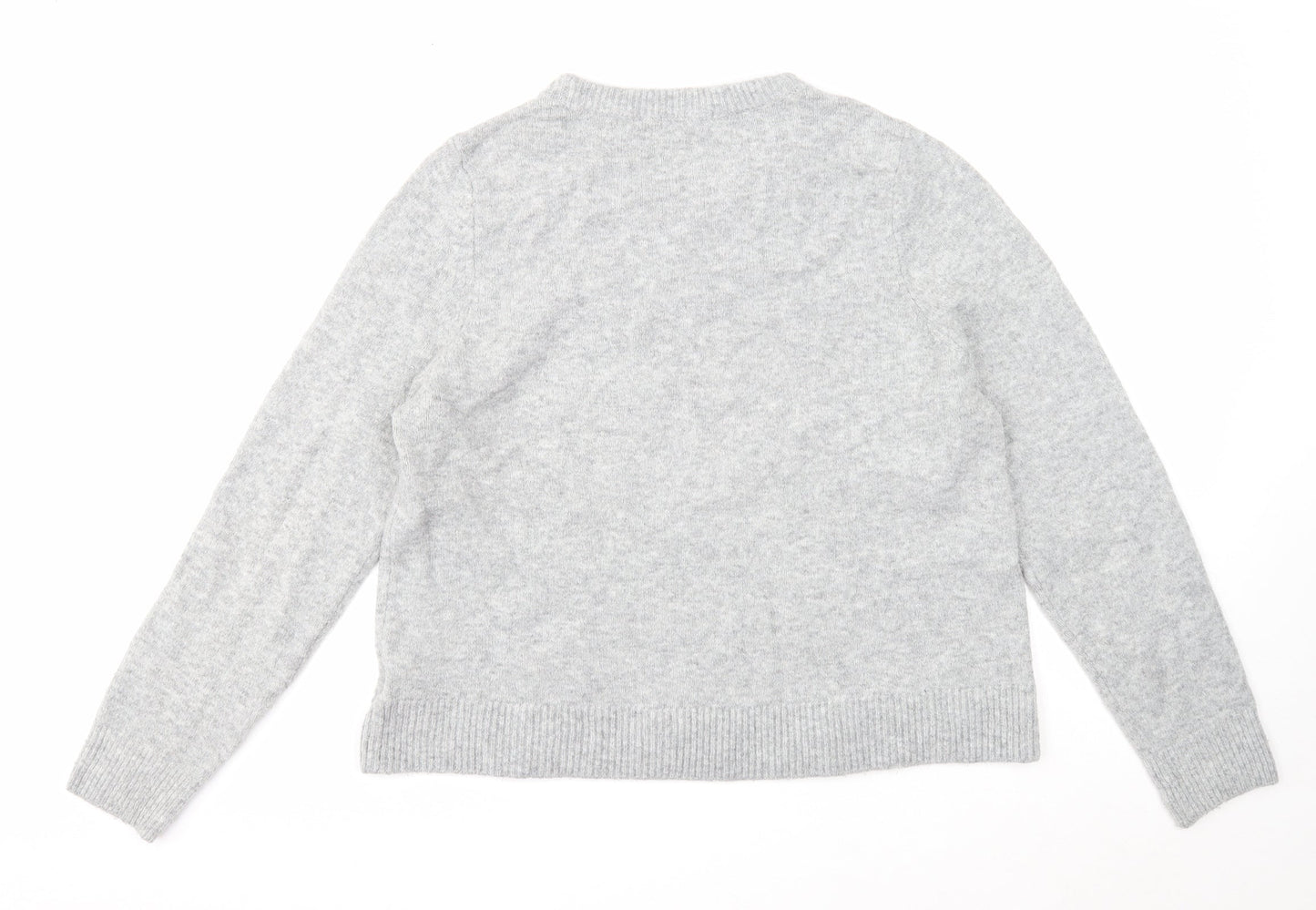 H&M Womens Grey Round Neck Acrylic Pullover Jumper Size L