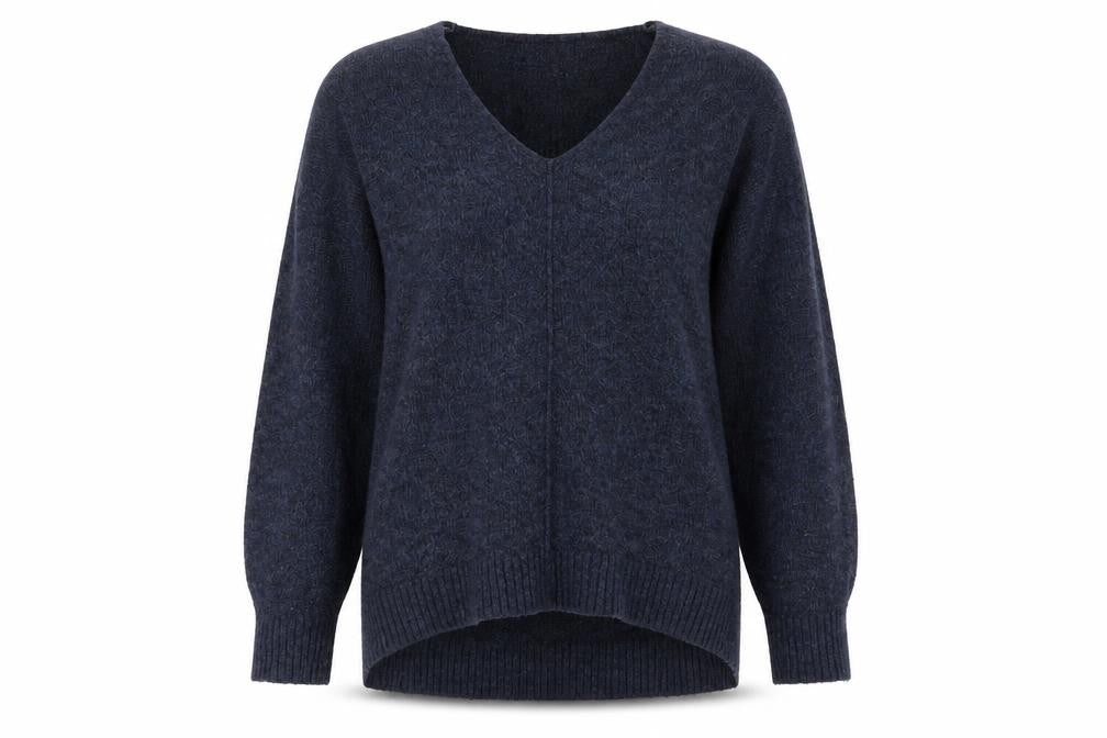 H&M Womens Blue V-Neck Acrylic Pullover Jumper Size S