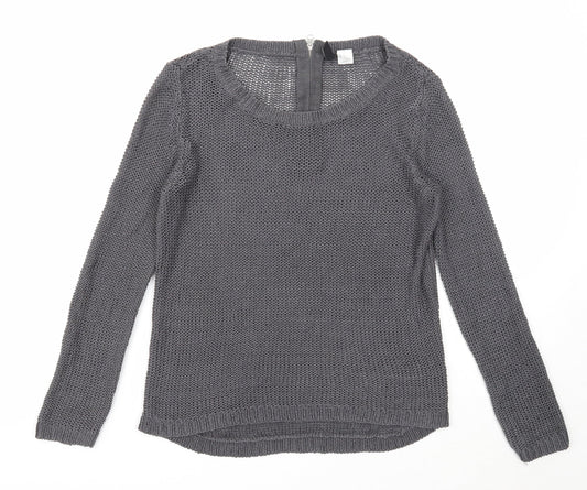 Divided Womens Grey Scoop Neck Acrylic Pullover Jumper Size XS