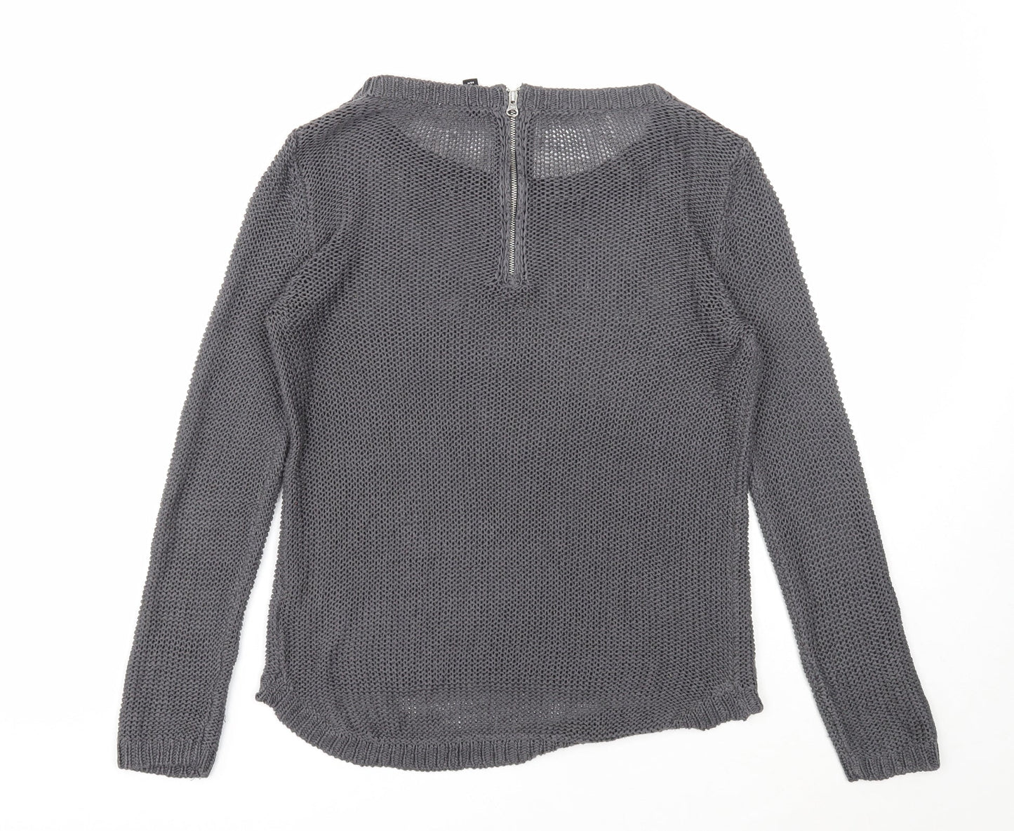 Divided Womens Grey Scoop Neck Acrylic Pullover Jumper Size XS