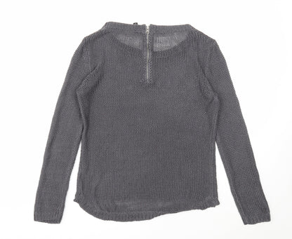 Divided Womens Grey Scoop Neck Acrylic Pullover Jumper Size XS