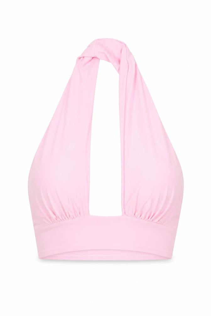 Oui Womens Pink Polyester Cropped Tank Size M Halter