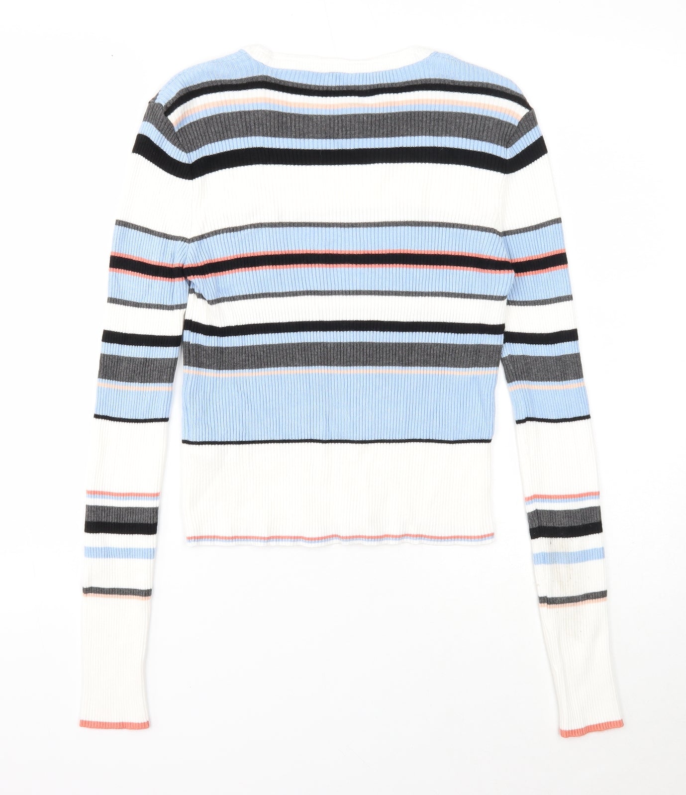 Marks and Spencer Womens Multicoloured Scoop Neck Striped Viscose Pullover Jumper Size 14