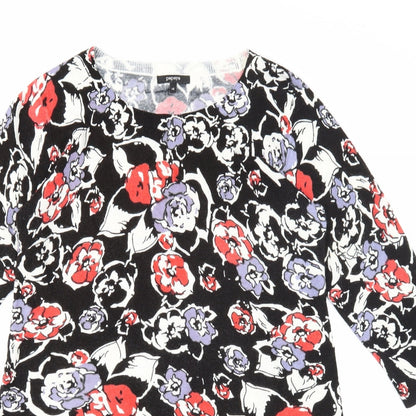 Nutmeg Womens Black Geometric Acrylic Shift Size 14 Scoop Neck Pullover