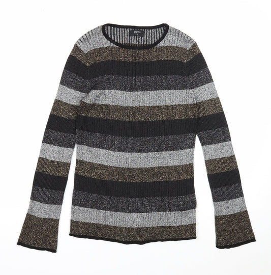 Papaya Womens Multicoloured Round Neck Striped Viscose Pullover Jumper Size 14