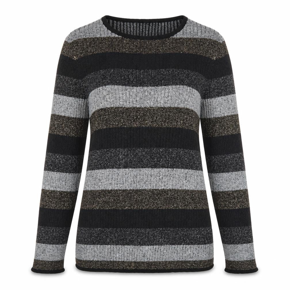 Papaya Womens Multicoloured Round Neck Striped Viscose Pullover Jumper Size 14