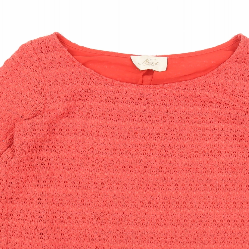 NEXT Womens Red Scoop Neck Polyester Pullover Jumper Size 6