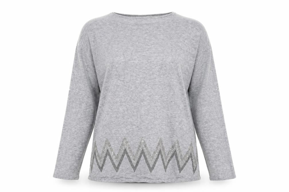 EVISU Womens Grey Round Neck Cotton Pullover Jumper Size XL