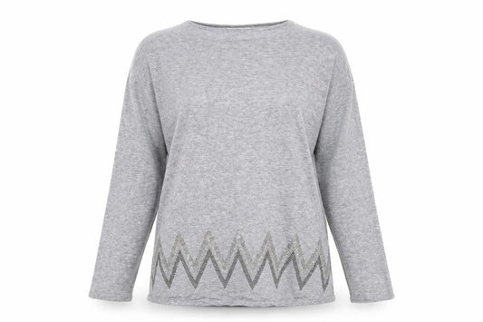 EVISU Womens Grey Round Neck Cotton Pullover Jumper Size XL