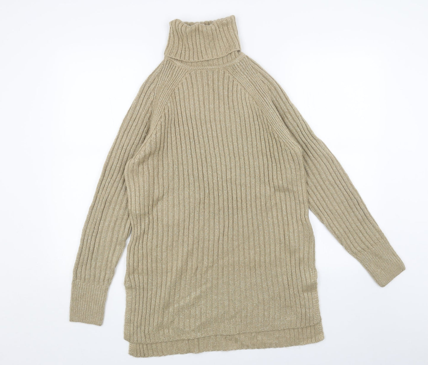 Marks and Spencer Womens Gold Roll Neck Acrylic Pullover Jumper Size S