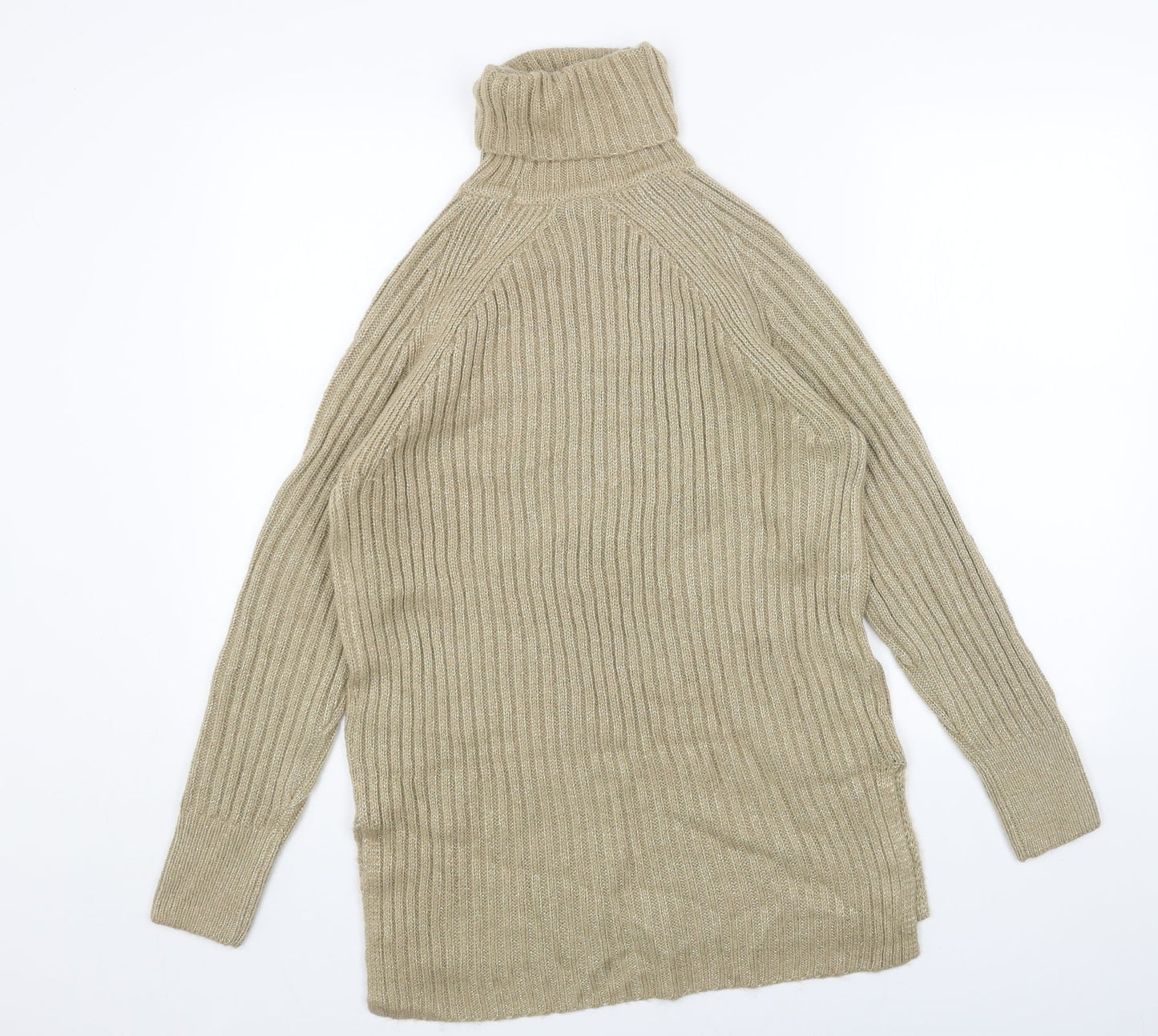 Marks and Spencer Womens Gold Roll Neck Acrylic Pullover Jumper Size S