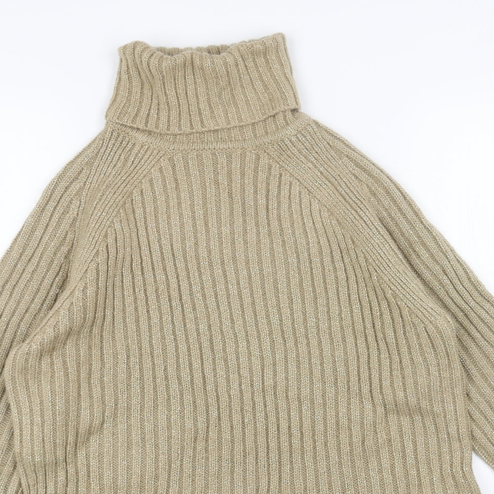 Marks and Spencer Womens Gold Roll Neck Acrylic Pullover Jumper Size S