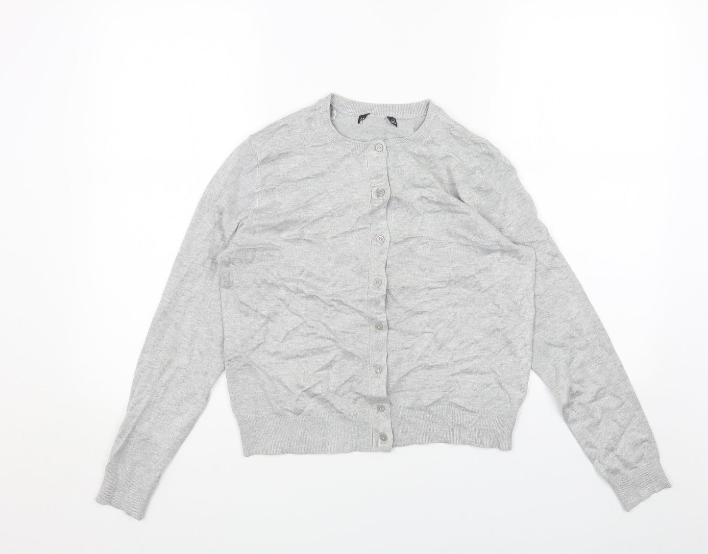 Marks and Spencer Womens Grey Round Neck Viscose Cardigan Jumper Size 12