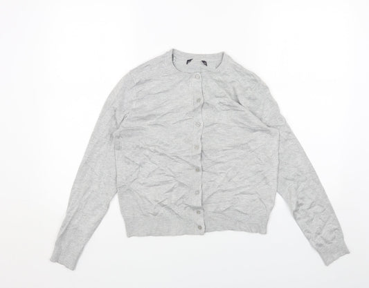 Marks and Spencer Womens Grey Round Neck Viscose Cardigan Jumper Size 12