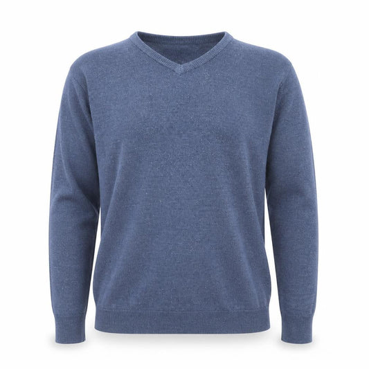 Marks & Spencer Mens Blue V-Neck Acrylic Pullover Jumper Size S