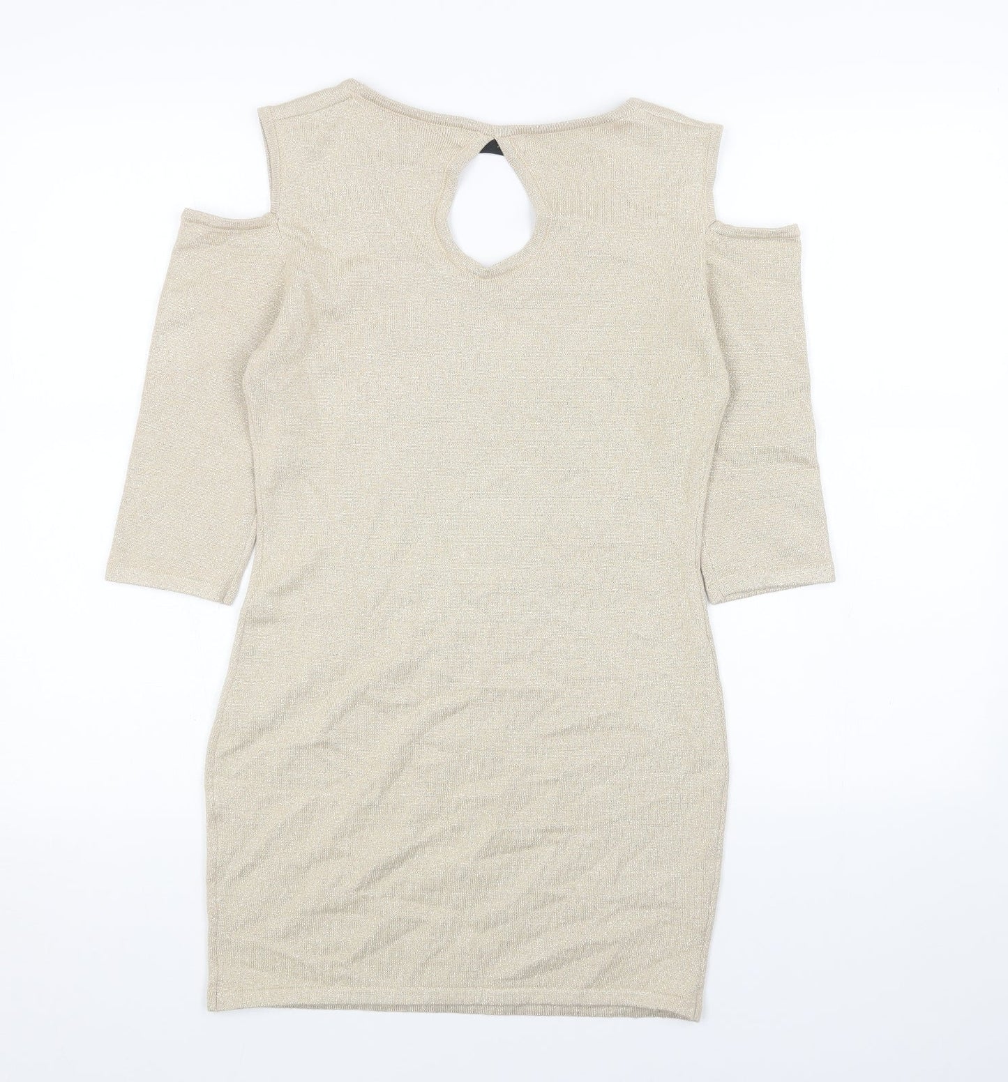 Katsumi Womens Gold Cotton Bodycon Size L Scoop Neck Pullover