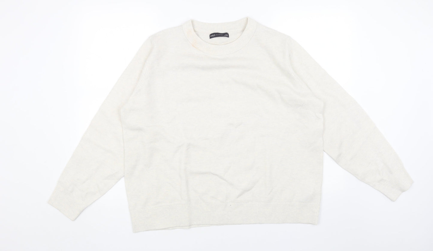 Marks and Spencer Womens Grey Round Neck Acrylic Pullover Jumper Size L