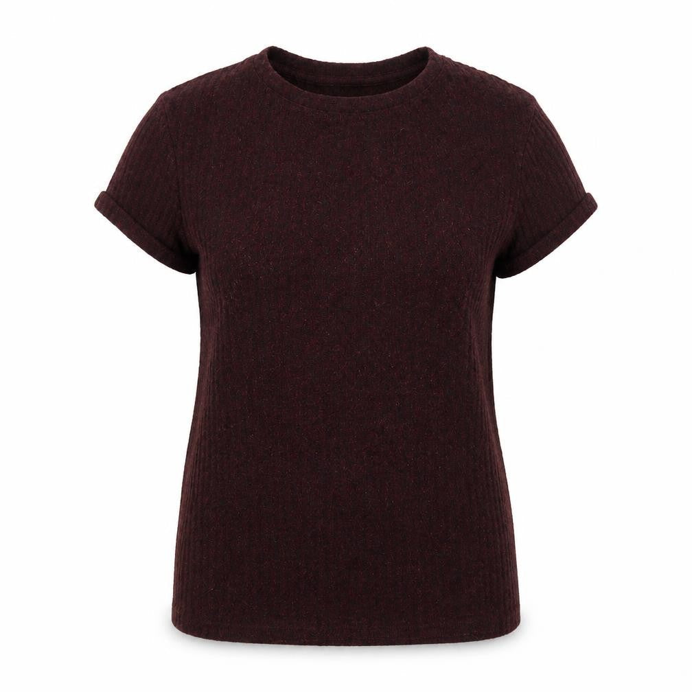 FOREVER 21 Womens Red Polyester Basic T-Shirt Size S Round Neck