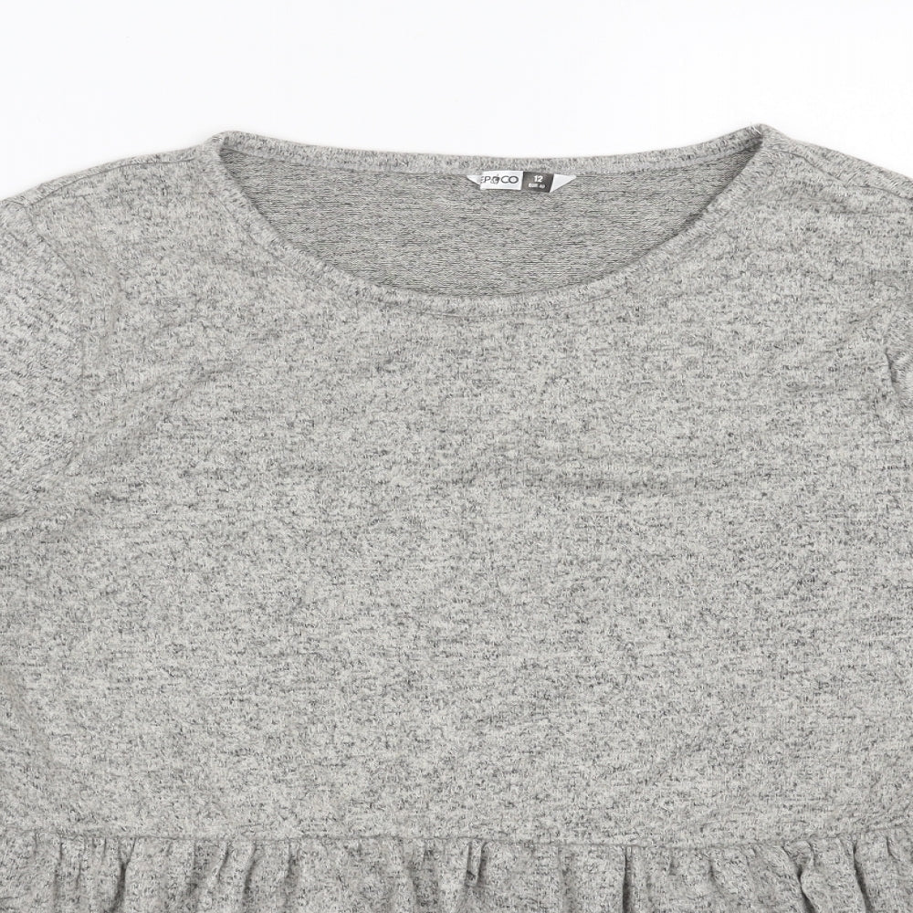 PEP&CO Womens Grey Scoop Neck Viscose Pullover Jumper Size 12 - Peplum