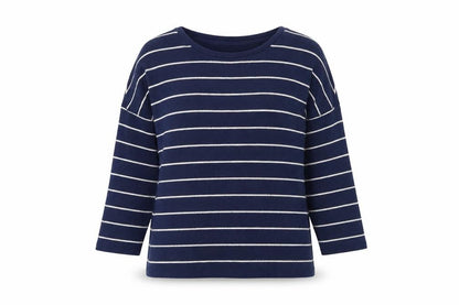 Tu Womens Blue Boat Neck Striped Acrylic Pullover Jumper Size 10