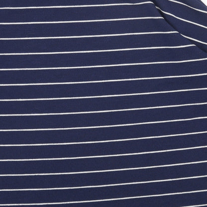 Tu Womens Blue Boat Neck Striped Acrylic Pullover Jumper Size 10