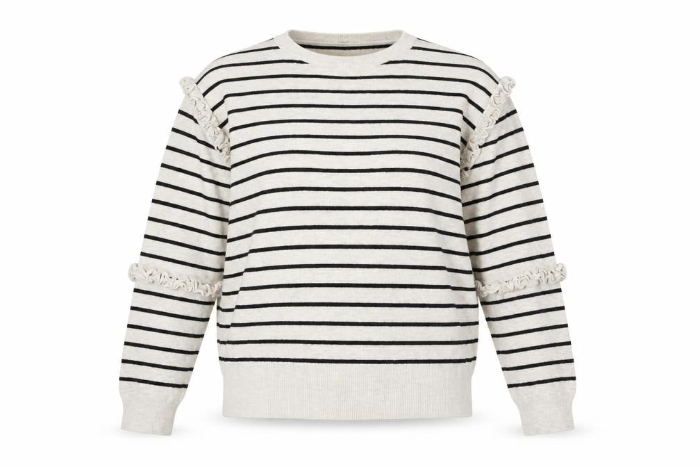 ININE Womens Grey Scoop Neck Striped Cotton Pullover Jumper Size 10