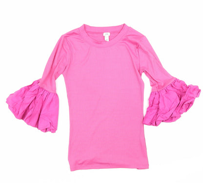 River Island Womens Pink Polyester Basic Blouse Size 8 Round Neck