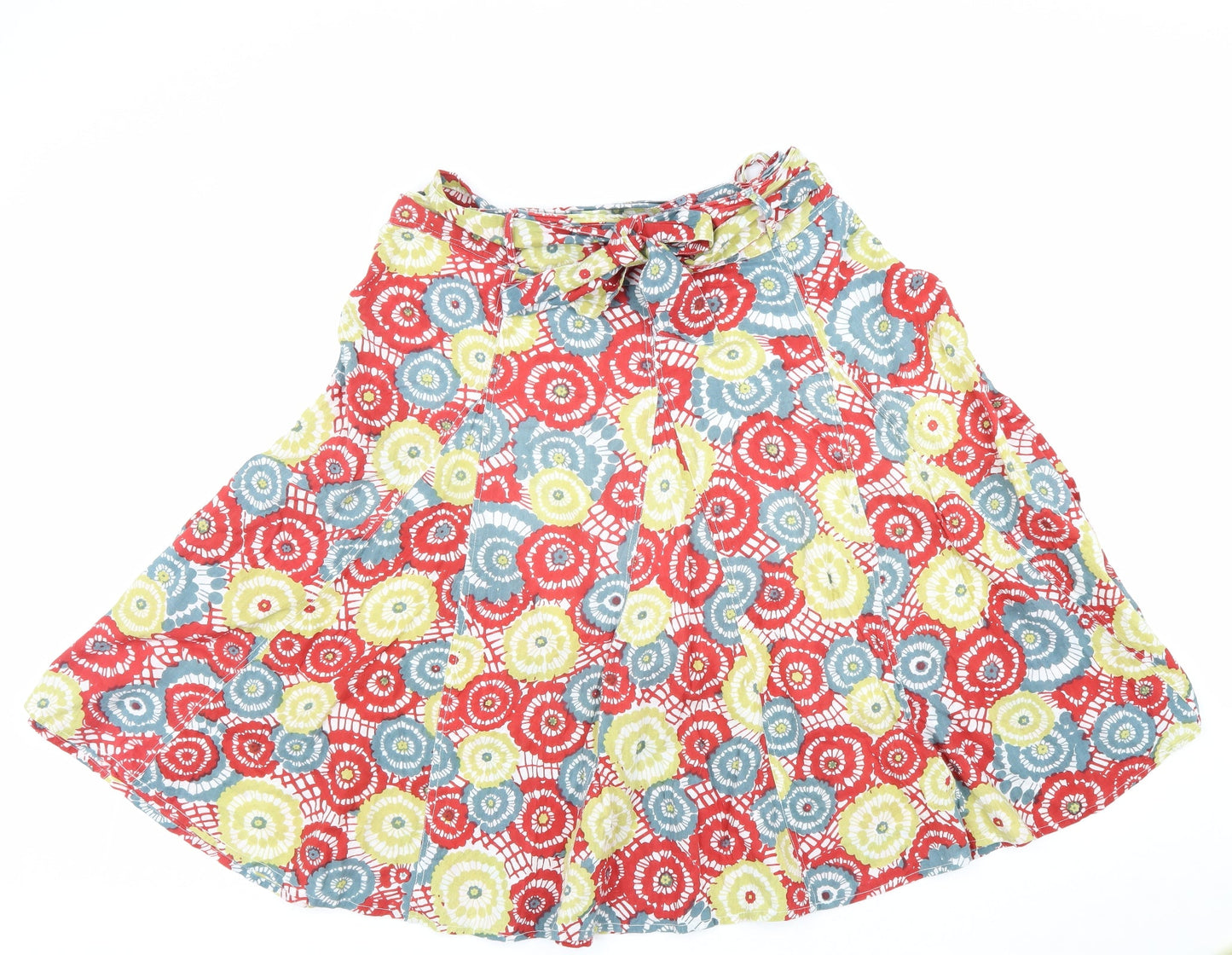 Stock Shop Womens Multicoloured Geometric Cotton A-Line Skirt Size 16 Button