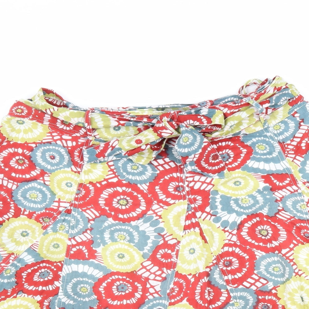 Stock Shop Womens Multicoloured Geometric Cotton A-Line Skirt Size 16 Button