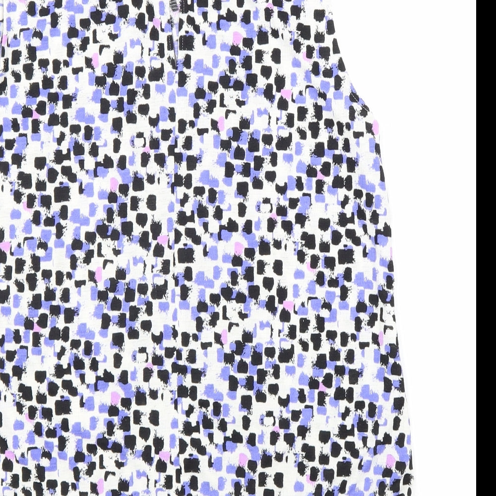 NEXT Womens Blue Geometric Polyester Basic Blouse Size 12 Round Neck