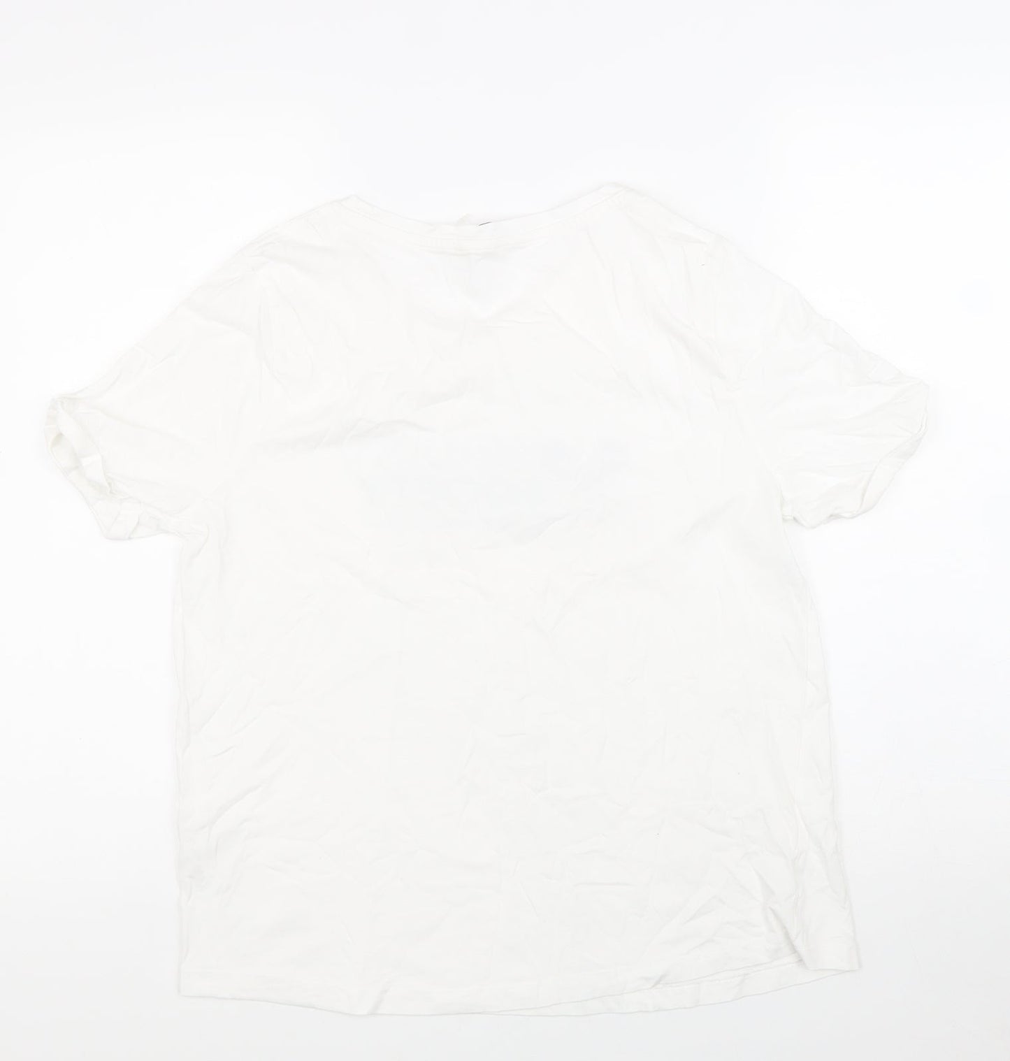TU Womens White Cotton Basic T-Shirt Size 14 Round Neck - Sporty Society