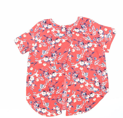 Preloved Atmoshphere Womens Red Floral Polyester Basic T-Shirt Size 16 Round Neck - Back