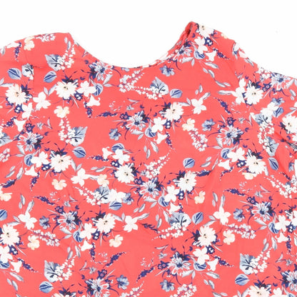 Preloved Atmoshphere Womens Red Floral Polyester Basic T-Shirt Size 16 Round Neck - Detail