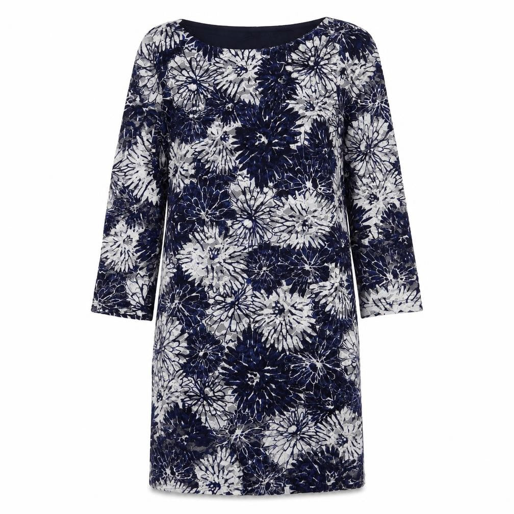 Phase Eight Womens Blue Floral Polyester Shift Size 14 Boat Neck Pullover