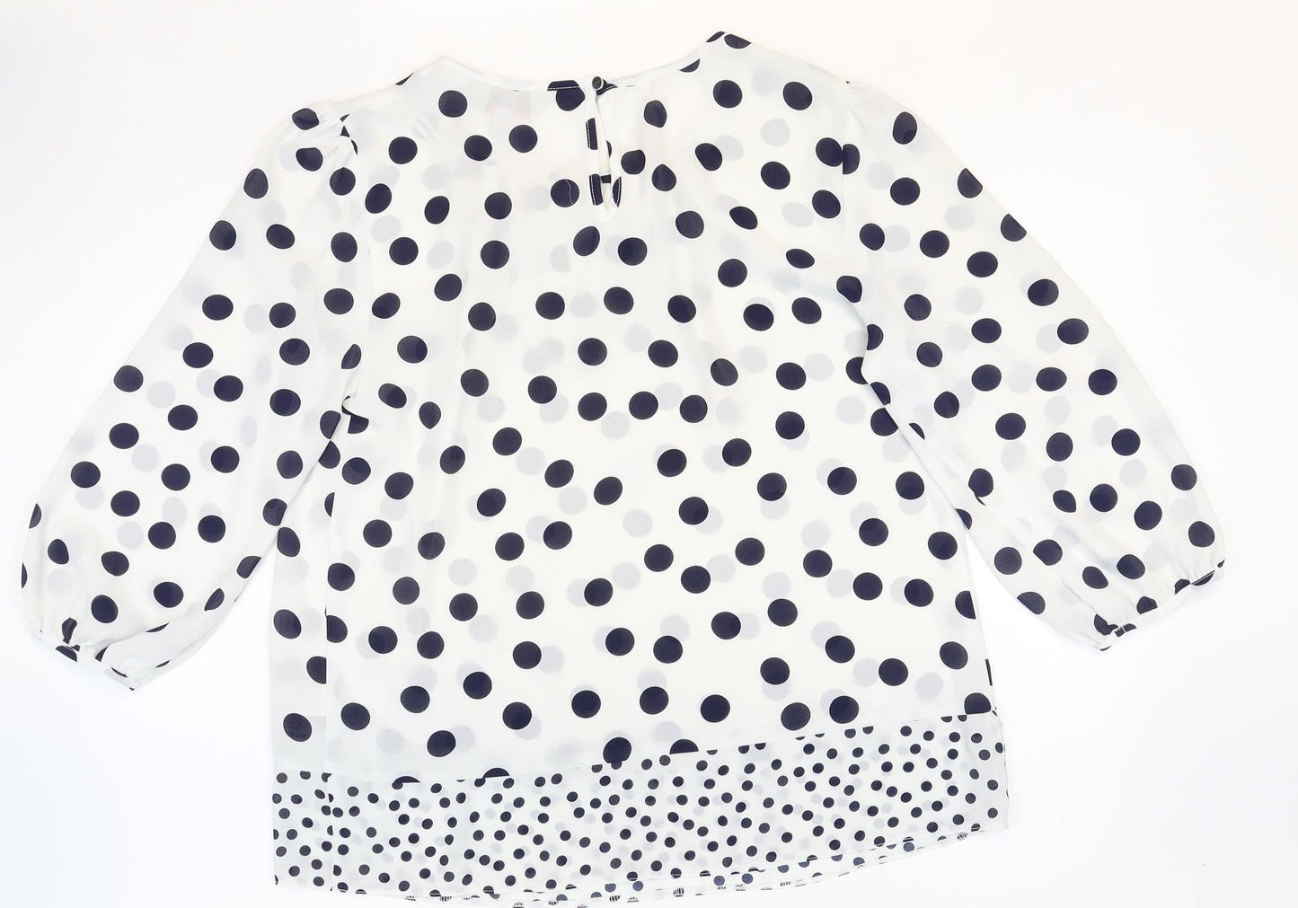 BIllie & Blossom Womens White Polka Dot Polyester Basic Blouse Size 10 Boat Neck
