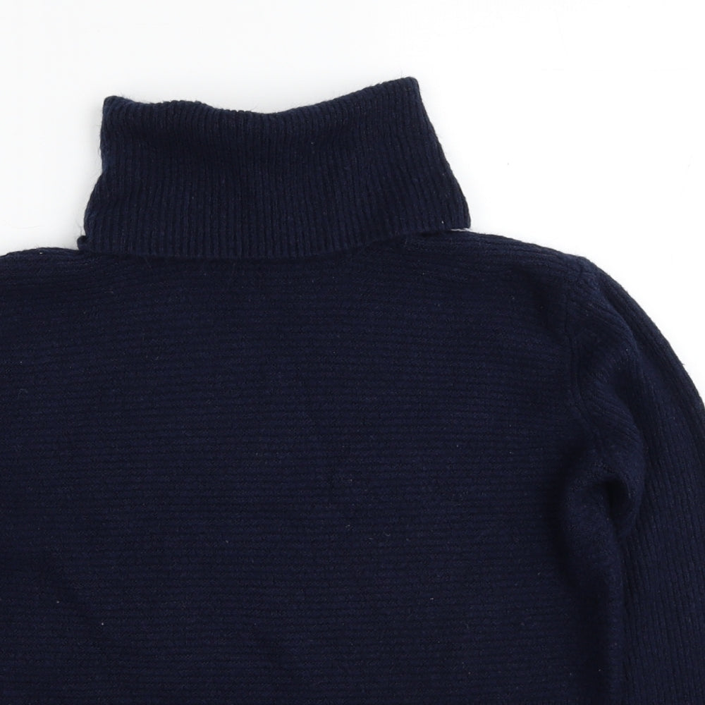 Miss Selfridge Womens Blue Roll Neck Acrylic Pullover Jumper Size 6