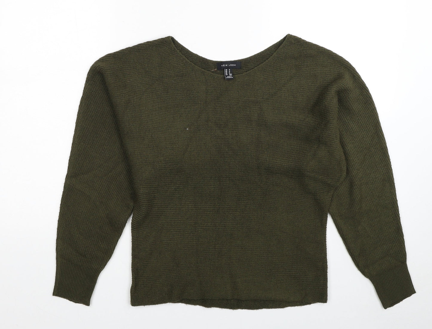 New Look Womens Green Scoop Neck Acrylic Pullover Jumper Size S
