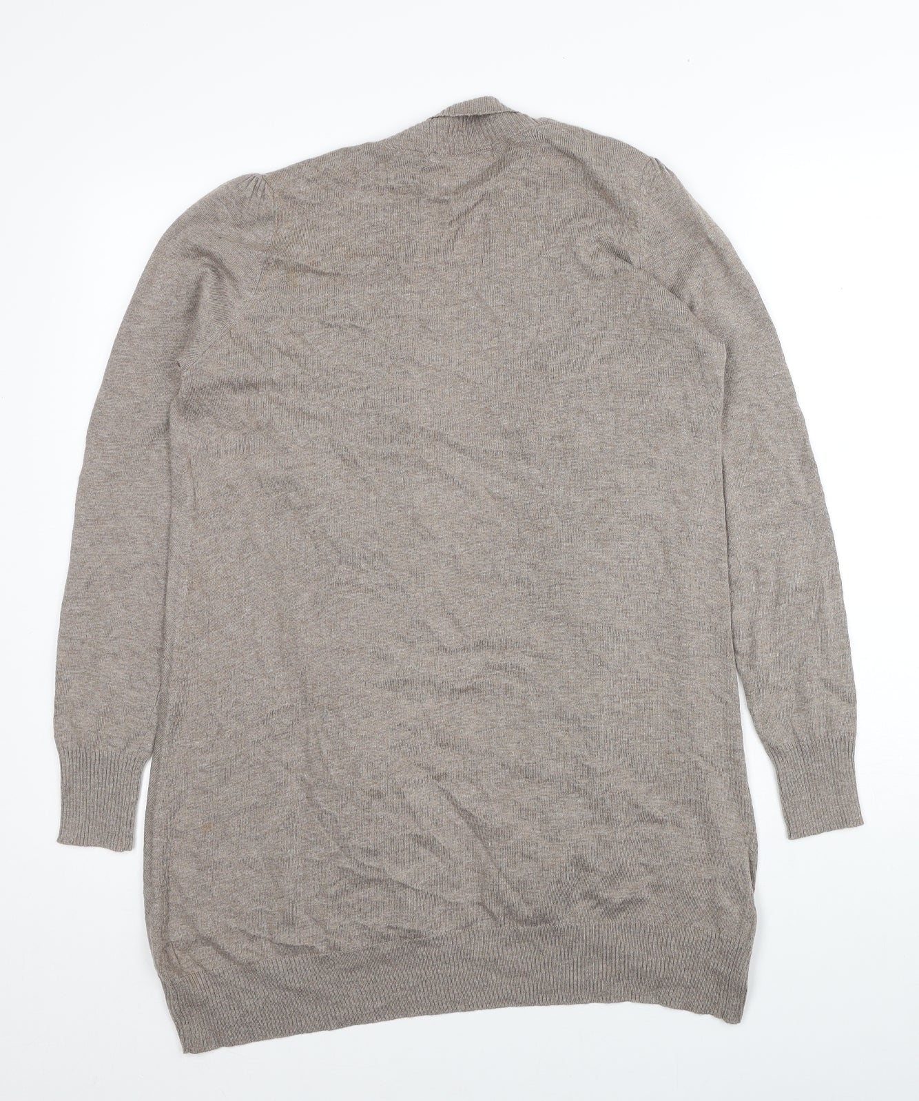 Marks and Spencer Womens Beige V-Neck Polyimide Cardigan Jumper Size 12